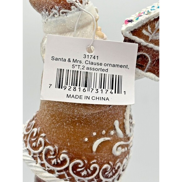 The Holiday Aisle Baking Santa & Mrs Clause Gingerbread Christmas Ornament Set - Picture 12 of 16